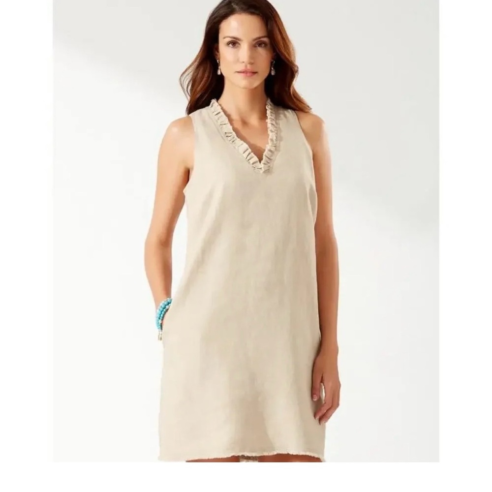 Tommy Bahama Two Palms Linen Ruffled Dress XS